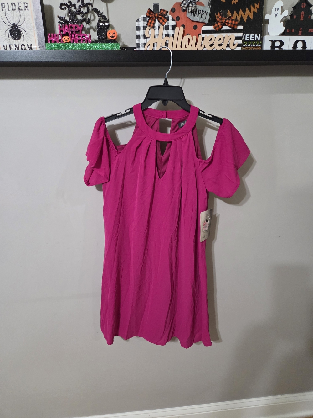 Lily Rose Cold-Shoulder Dress in Hot Pink